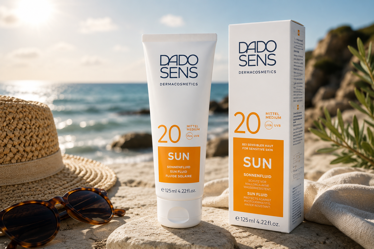 Zonnebrand voor Hem en Haar - natuurlijke igrediënten - SUN Fluid SPF 20