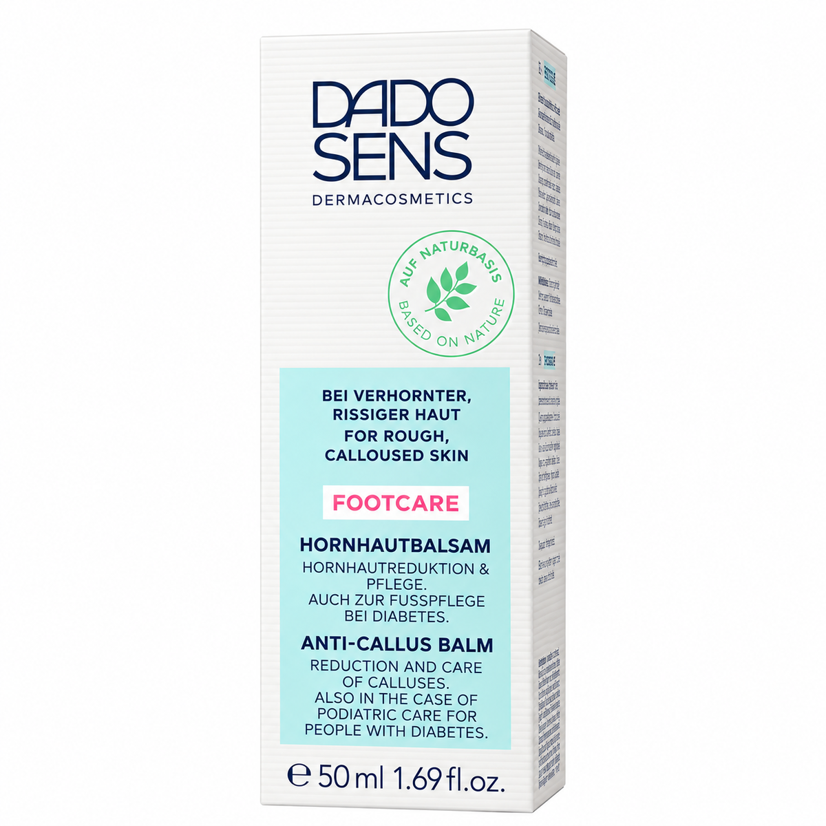 Dado Sens Footcare Eeltbalsem – close-up verpakking met ingrediënten