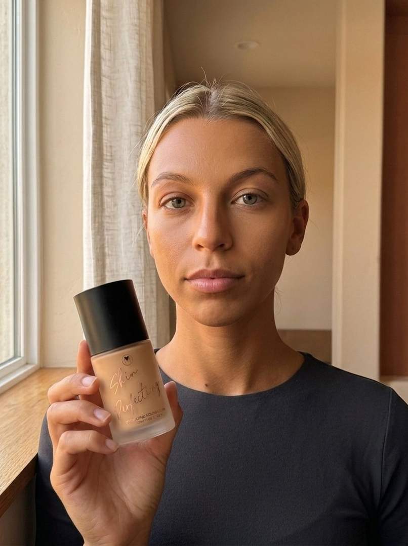 Na: Fatima 28 jaar, egale naturelle huid na gebruik Latte foundation – Mineralissima