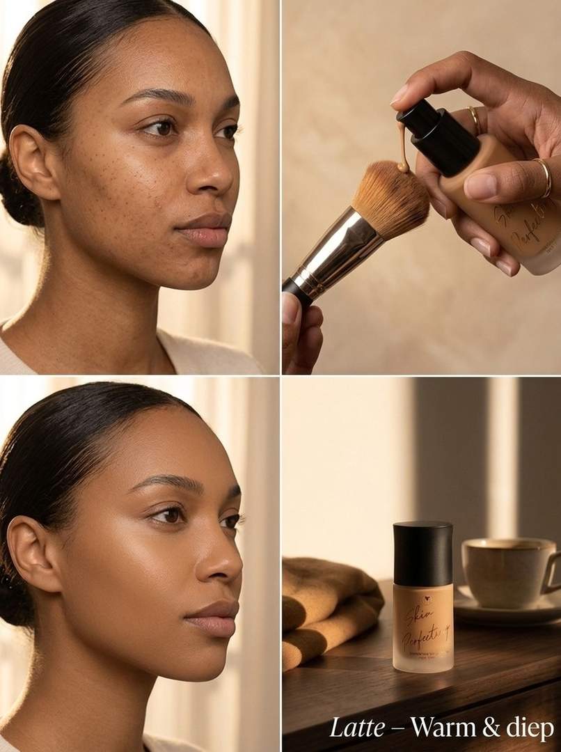Liquid Hydrating Foundation Latte – egale dekking op medium-donkere huid, warme ondertoon | Mineralissima Skin Perfecting