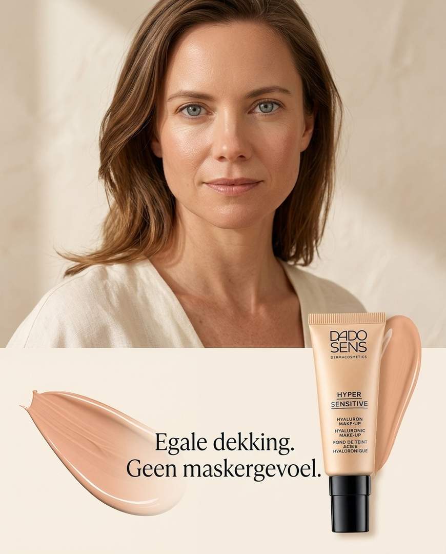 Model brengt Dado Sens Hyaluron Make-Up Beige aan lifestyle foto